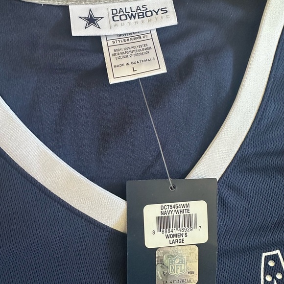 Dallas Cowboys Women’s Navy Bling V Neck Jersey NWT - Picture 2 of 4